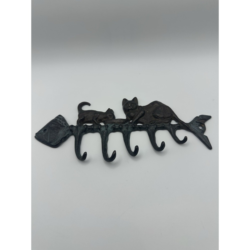 Cast Iron Wall Hooks Cats On A Fishbone 8" wide
